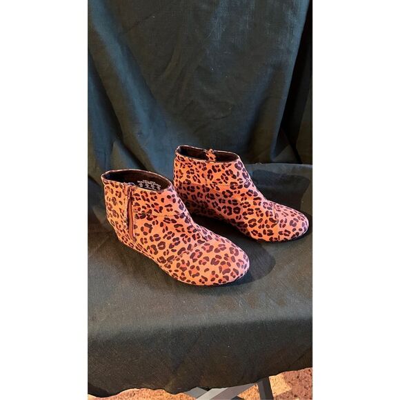 Piper Girls Women's Animal Print Size Zip Wedge Ankle Boots Brown BlackSize 4M - Picture 2 of 8